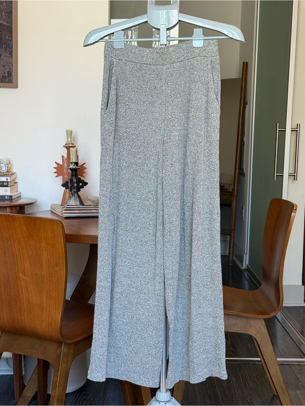 Lou & Grey - Heather Gray Wide-Leg Knit Pants